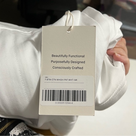 Everlane Way-High Drape Pants White 14R 14 Regular Tencel Cotton D - Picture 10 of 13